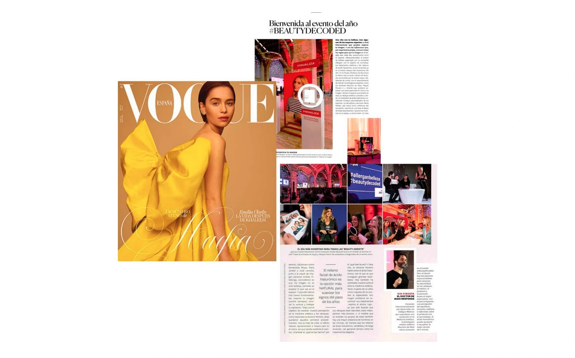 Fotografías de evento para Vogue España y Allergan Belleza con influencers top en colaboración con Condé Nast. Captura del artículo de la revista.