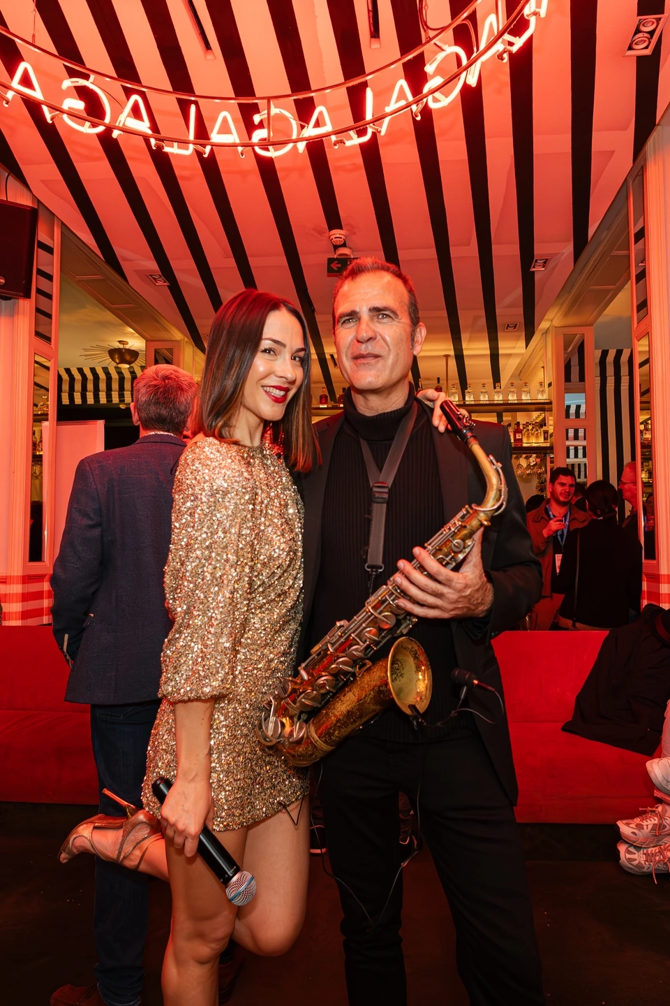 Cantante y saxofonista en el restaurante Gala en el evento SAP Partner summit Barcelona 2025.